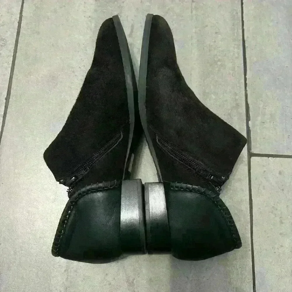 Jack Rogers Avery Black Leather Suede Whipstich Low Ankle Booties Size 8